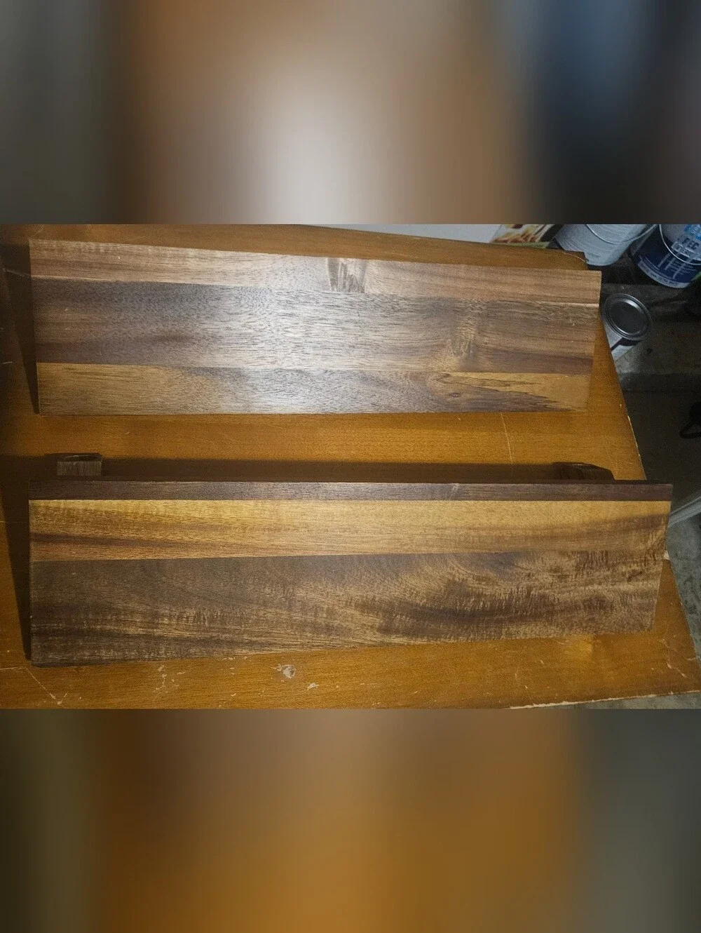 2 Wooden Bath Shelves - Natural Brown Floating Shelf